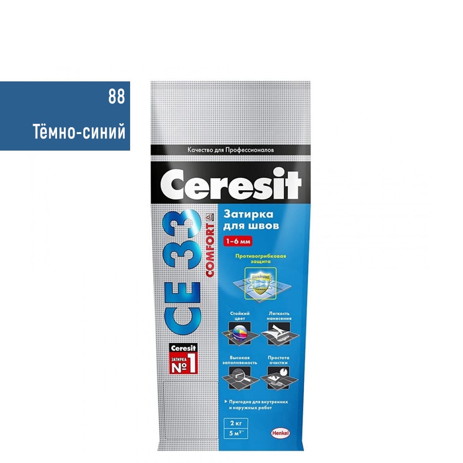Затирка для швов Церезит (Ceresit) CE 33 Comfort, темно-синий 2 кг